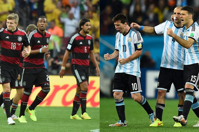 Kampf der Kontinente im Maracana: Triumphieren Toni Kroos und Co. (li.) oder Messis Truppe?