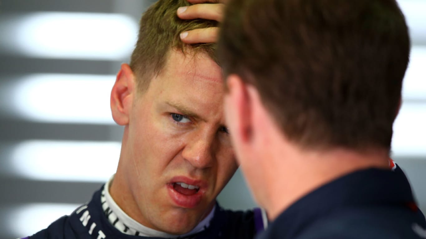 Nicht zufrieden: Weltmeister Sebastian Vettel musste sich im zweiten freien Training in Hockenheim mit Platz acht begnügen.
