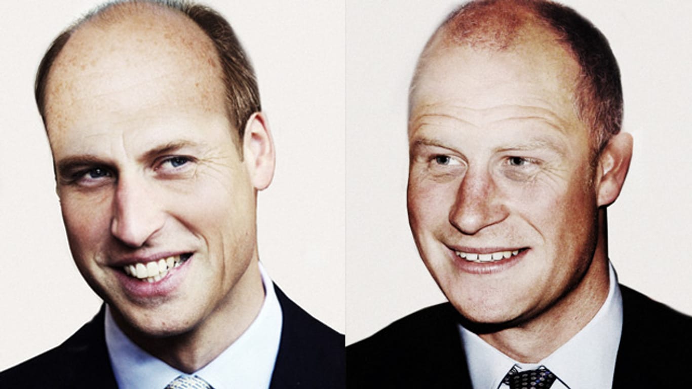 Diese zwei Männer mittleren Alters mit Halbglatze sind Prinz William und Prinz Harry.