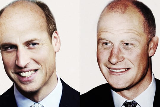 Diese zwei Männer mittleren Alters mit Halbglatze sind Prinz William und Prinz Harry.