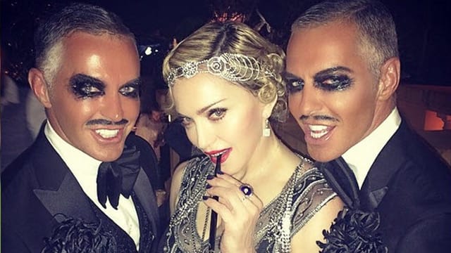 Madonna mit den beiden Zwillingen Dean und Dan Caten vom Modelabel Dsquared2. Madonna mit den beiden Zwillingen Dean und Dan Caten vom Modelabel Dsquared2.