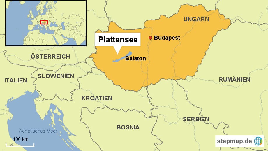 Der Plattensee, auch Balaton genannt, liegt im Westen Ungarns.