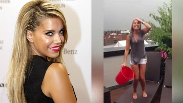 Für den guten Zweck: Sylvie Meis genehmigt sich eine Eiswasser-Dusche.