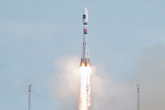 Mit dieser Sojus-Rakete starteten die Galileo-Satelliten ins All.