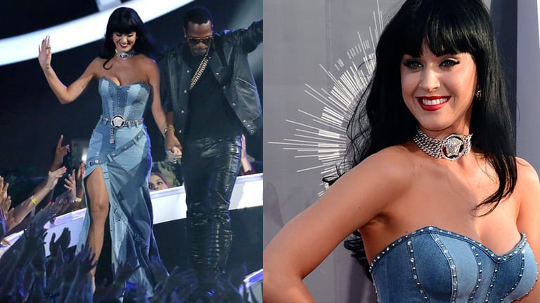 Katy Perry trieb den Denim-Trend auf die Spitze - und war damit noch eine der angezogensten Promis des Abends.