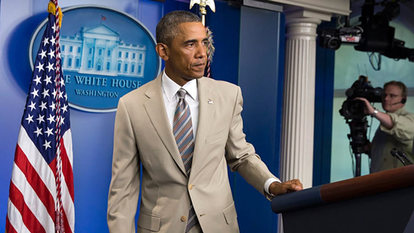 Ungewohnter Look und noch ungewohntere Aussagen: Präsident Obama wirkte erstaunlich zurückhaltend.