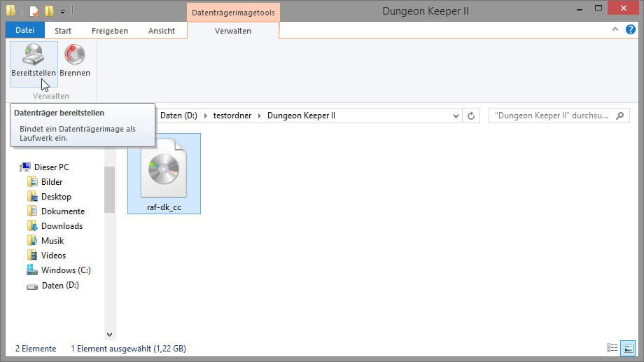 ISO-Image über den Explorer von Windows 8.1 als Laufwerk einbinden und starten.