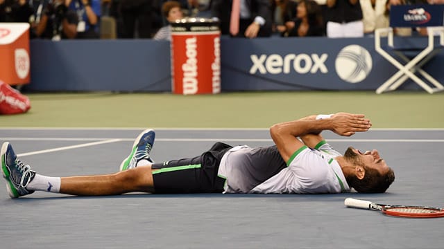 Dank an höhere Mächte: Marin Cilic freut sich über seinen Erfolg bei den US Open.