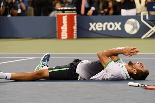Dank an höhere Mächte: Marin Cilic freut sich über seinen Erfolg bei den US Open.