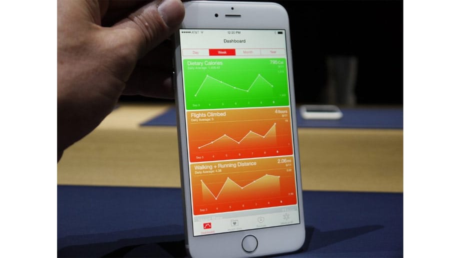 Gesundheitsdaten im Blick: Mit iOS 8 kommt eine Health-App auf iPhones. Sie sammelt Fitnessdaten - auch jene, die die Apple Watch aufgezeichnet hat.