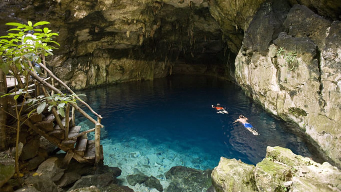 In Cenoten auf der mexikanischen Halbinsel Yucatán können Besucher geflutete Tropfsteinhöhlen und ihre Bewohner erkunden.