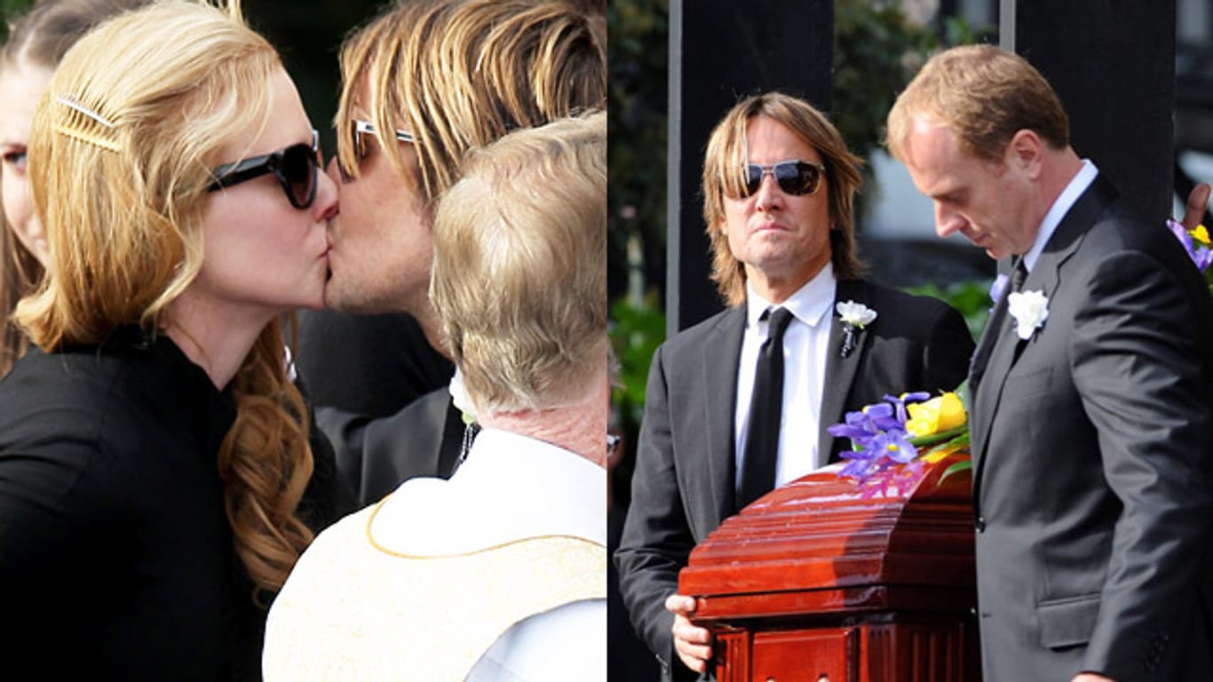 Nicole Kidman wird von ihrem Mann Keith Urban bei der Trauerfeier für ihren Vater unterstützt.