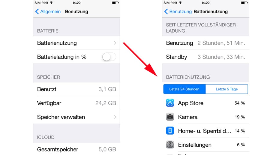 Mit iOS 8 können Sie jetzt Stromfresser-Apps enttarnen.