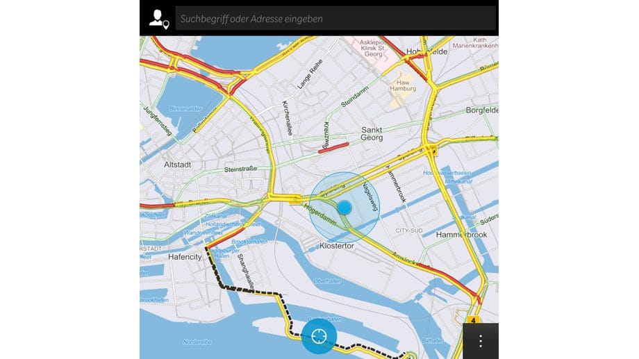 Blackberry Maps: Die mitgelieferte Karten-App macht einen übersichtlichen Eindruck, funktioniert aber nur online.