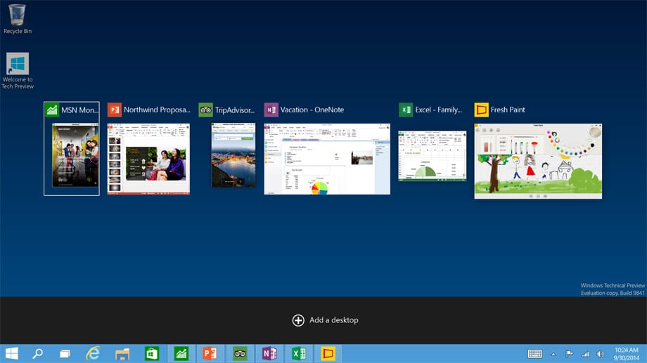 Die Taskleiste von Windows 10 erhält mit der "Aufgabenansicht" eine neue Schaltfläche.
