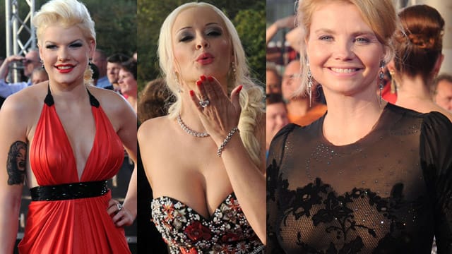 Melanie Müller, Daniela Katzenberger und Annette Frier zeigen ihre offenherzigen Outfits beim Deutschen Fernsehpreis.