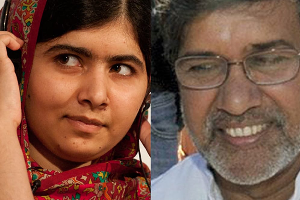 Malala Yousafzai (l.) und Kailash Satyarthi