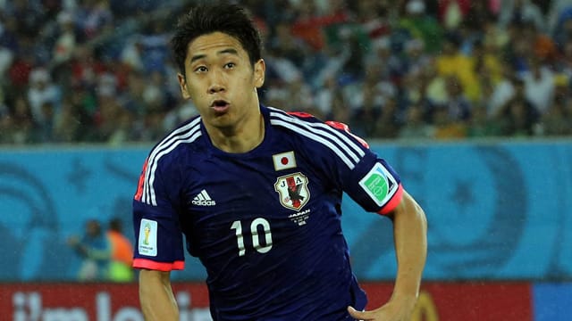 Japans Nationalspieler Shinji Kagawa im Juni beim WM-Gruppenspiel gegen die Griechen. Japans Nationalspieler Shinji Kagawa im Juni beim WM-Gruppenspiel gegen die Griechen.