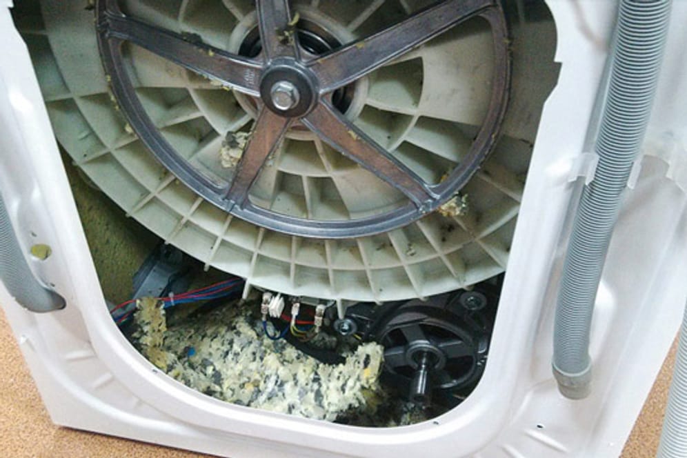 Stiftung Warentest: Bei einer Waschmaschine sprang im Test der Antriebsriemen ab.