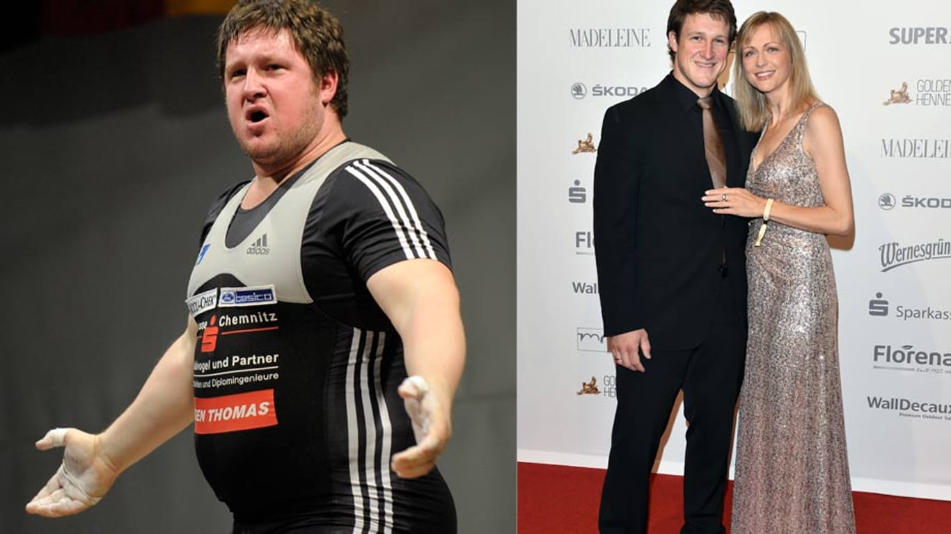 Unglaublich, aber wahr: Matthias Steiner wiegt inzwischen 45 Kilo weniger als zu seinen sportlichen Glanzzeiten 2009 (l.). Ehefrau Inge ist sehr stolz.