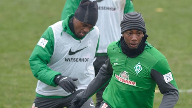 Für Werder-Coach Viktor Skripnik keine Option für das Pokalspiel in Chemnitz: Eljero Elia (re.) und Cedrick Makiadi.