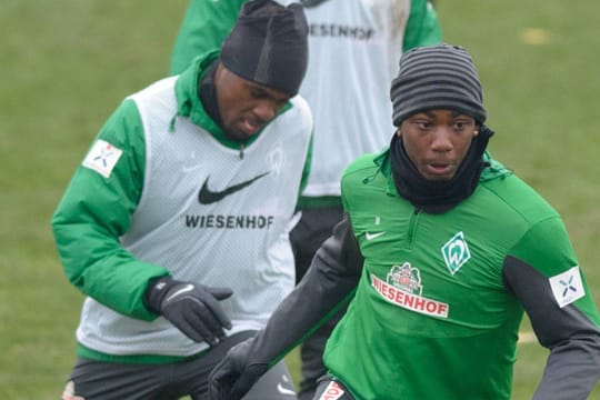 Für Werder-Coach Viktor Skripnik keine Option für das Pokalspiel in Chemnitz: Eljero Elia (re.) und Cedrick Makiadi.