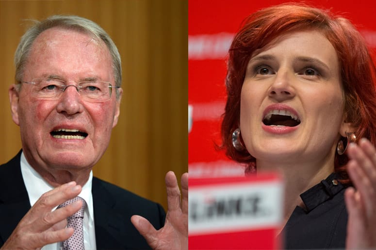 AfD-Vize-Chef Hans Olaf Henkel und Linken-Chefin Katja Kipping