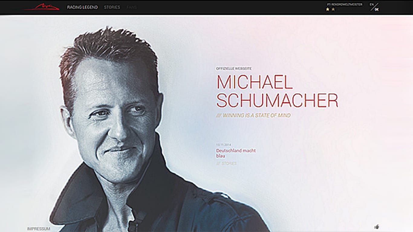 So sieht die neue Homepage von Michael Schumacher aus.