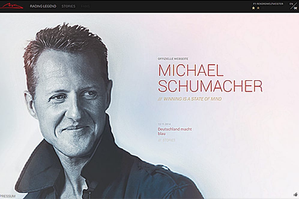 So sieht die neue Homepage von Michael Schumacher aus.