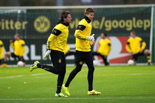 Mitch Langerak (re.) soll offenbar Roman Weidenfeller im Tor des BVB beerben.