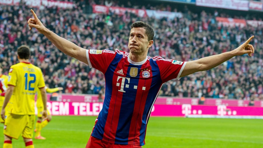 Bayern-Stürmer Robert Lewandowski beim Torjubel