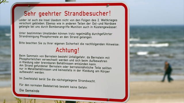 Ein Warnschild auf Usedom.