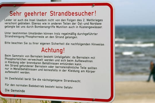 Ein Warnschild auf Usedom.