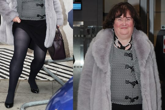 Susan Boyle alberte ausgelassen mit Fotografen herum.