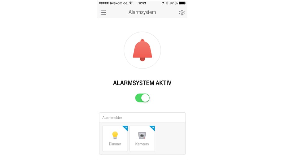 Die Alarm-Funktion in der App Smart Home von der Telekom nutzt die Kamera als Alarm auslösenden Sensor.