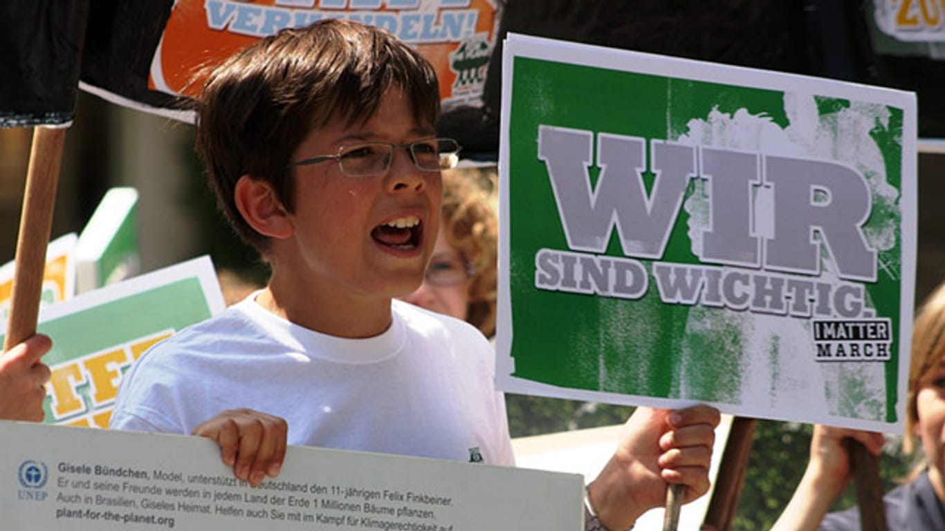 Felix Finkbeiner, auf diesem Foto elf Jahre alt, kämpft gegen die Klimakrise und für die Rechte von Kindern.