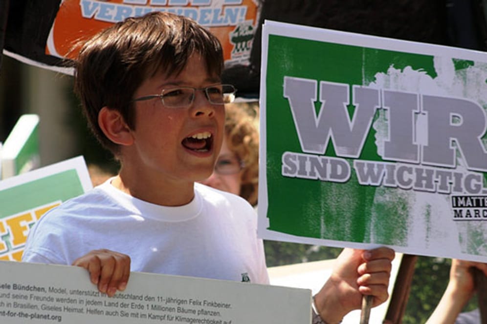Felix Finkbeiner, auf diesem Foto elf Jahre alt, kämpft gegen die Klimakrise und für die Rechte von Kindern.