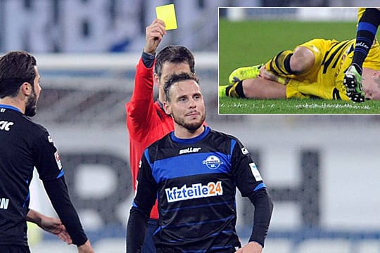 Für sein Foulspiel an Marco Reus sah Marvin Bakalorz die Gelbe Karte.