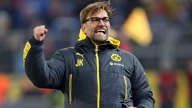 Jürgen Klopp schreit die Freude über den BVB-Sieg gegen 1899 Hoffenheim heraus.