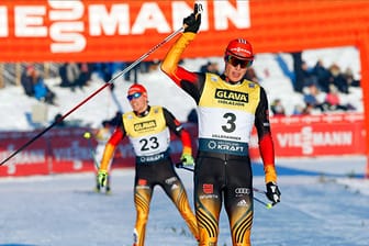 Eric Frenzel gewinnt das Weltcup-Rennen in Lillehammer vor Fabian Rießle.