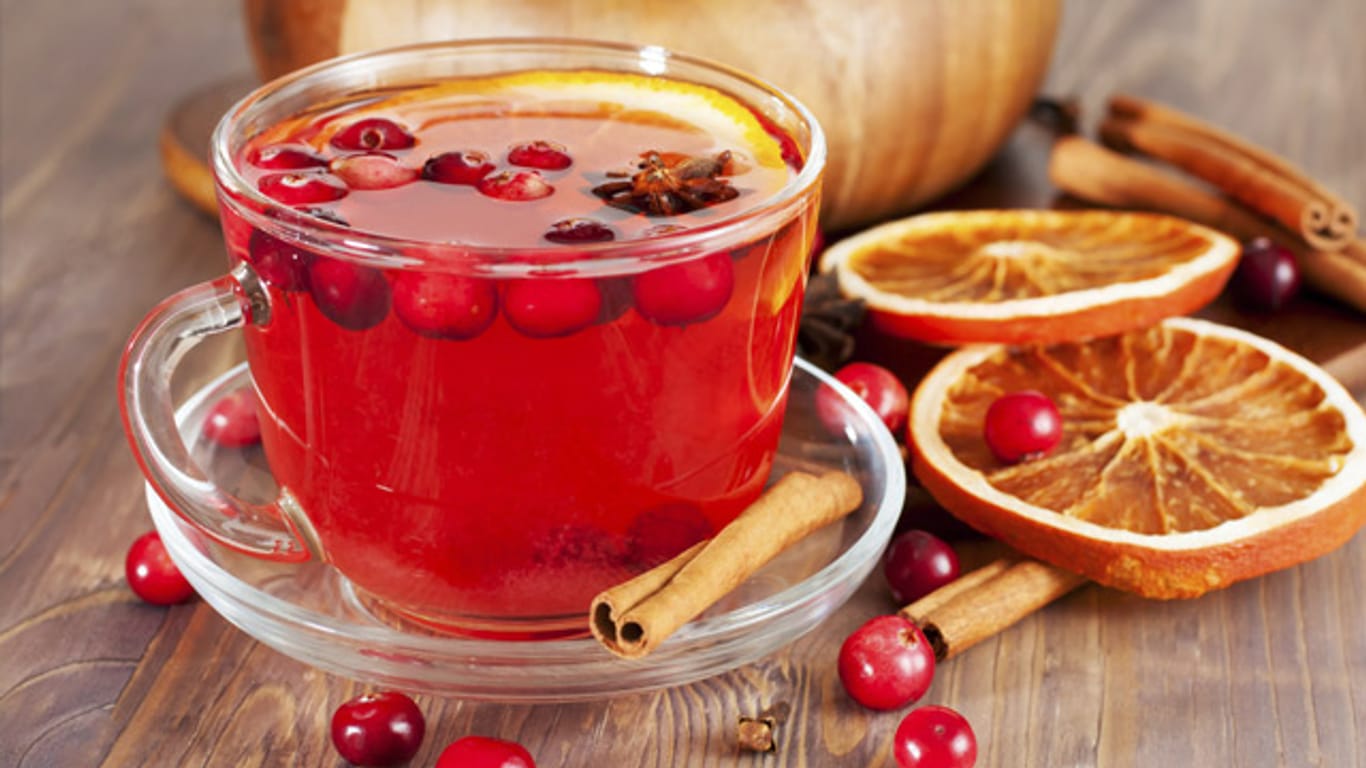 Eine Variante, die garantiert auch Erwachsenen schmeckt: Amerikanischer Punsch mit Cranberrys
