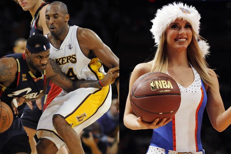 Auch LeBron James (li.) und Kobe Bryant sind in diesem Jahr im Einsatz, ebenso wie die Cheerleader im Weihnachtsoutfit.