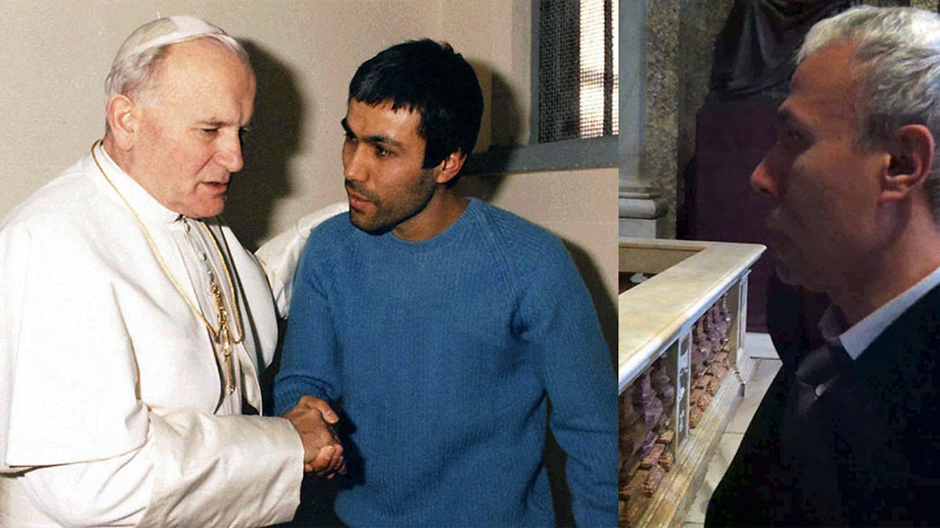Der Attentäter, der 1981 auf Papst Johannes Paul II. geschossen hat, ist überraschend an dessen Grab erschienen.