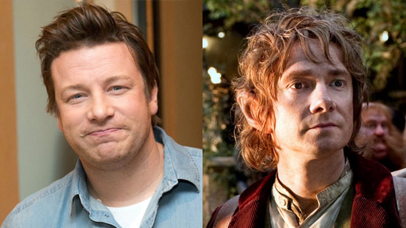 Jamie Oliver (li.) hätte mit Martin Freeman (re.) vor der Kamera von "Der Hobbit" stehen können.