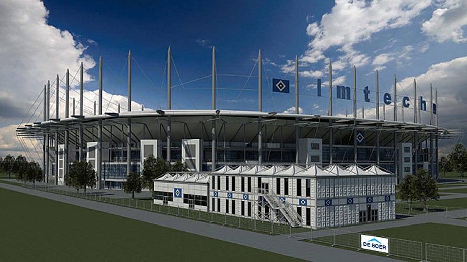 Während der Renovierungsarbeiten an der Stadion-Kabine ziehen die HSV-Profis in ein zweistöckiges Luxus-Zelt (hier noch als Illustration der Zeltfirma). Während der Renovierungsarbeiten an der Stadion-Kabine ziehen die HSV-Profis in ein zweistöckiges Luxus-Zelt (hier noch als Illustration der Zeltfirma).