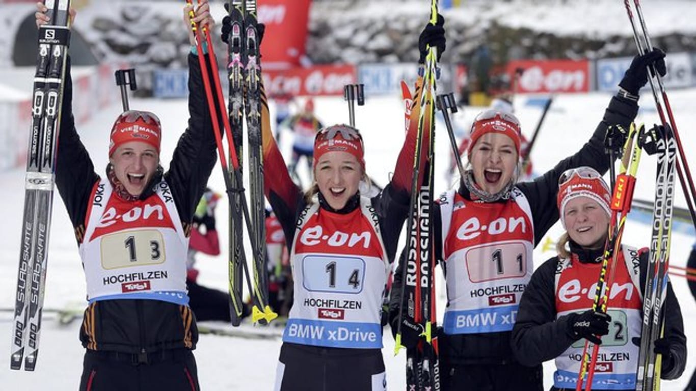 Die deutschen Biathletinnen hatten beim Weltcup in Hochfilzen die Staffel gewonnen.