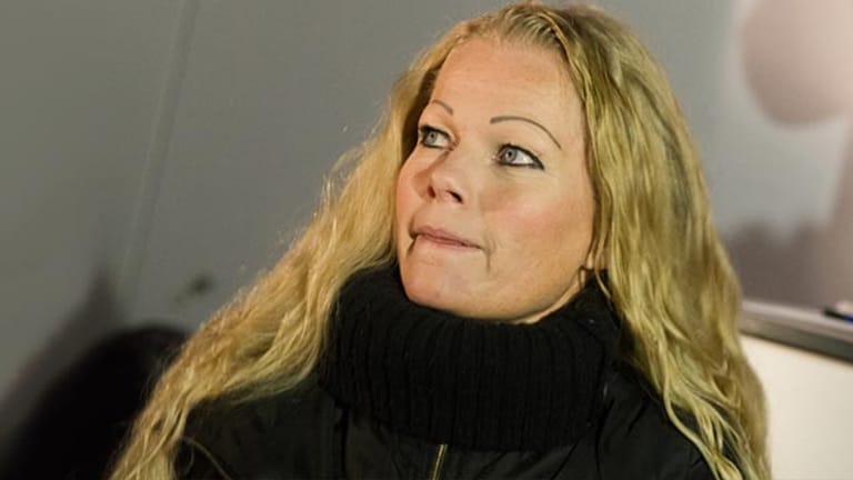 Blonde Pegida-Sprecherin in Dresden: Kathrin Oertel