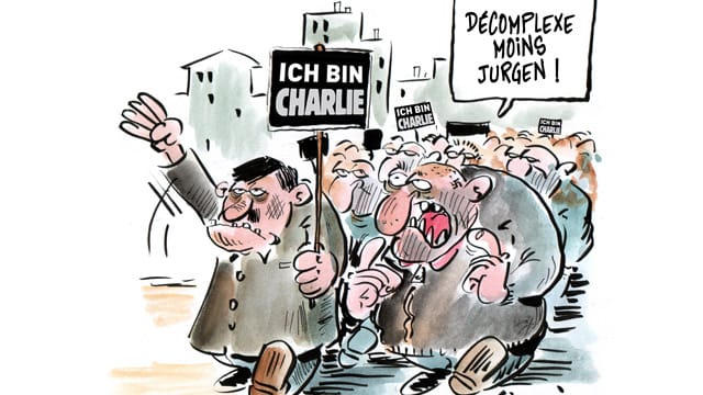 Eine Karikatur des französischen Künstlers Jean-Marc Couchet