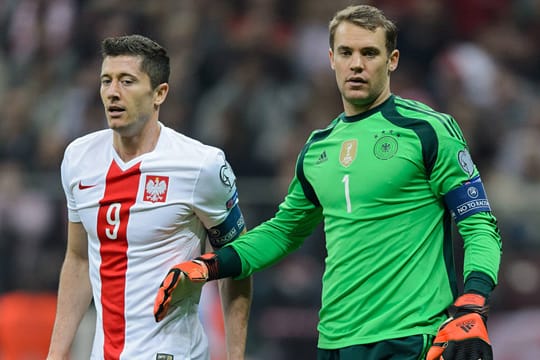 Robert Lewandowski (li.) gab Manuel Neuer nur drei Punkte.