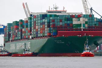 Das riesige Schiff hat den Hamburger Hafen erreicht.
